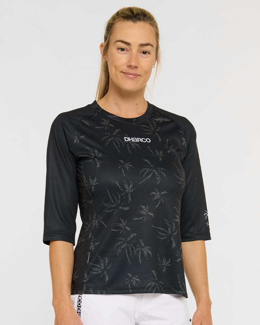 Womens 3/4 Sleeve Jersey | Leopard Palm | 3/4 Sleeves | WOMENS TOPS | DHaRCO | Image 1 of 8