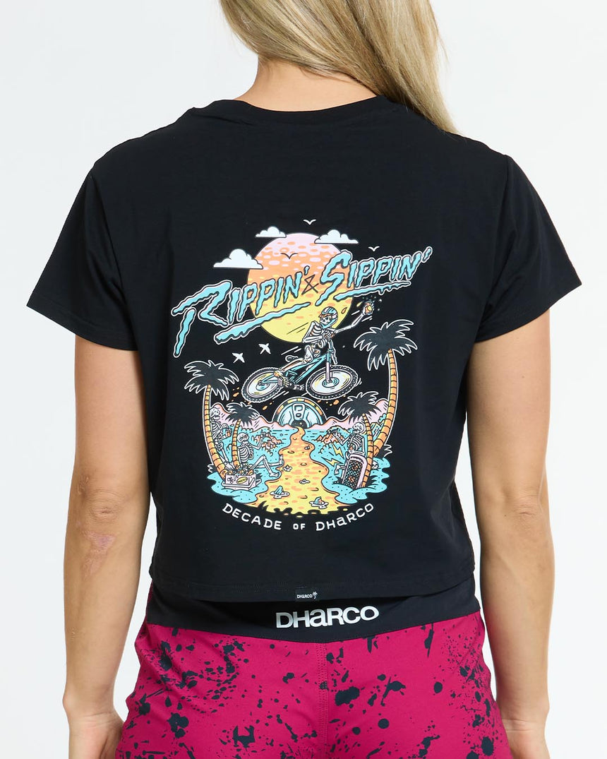 Womens Cotton Crop | Decade of DHaRCO Black | Short Sleeves | WOMENS TOPS | DHaRCO | Image 6 of 6