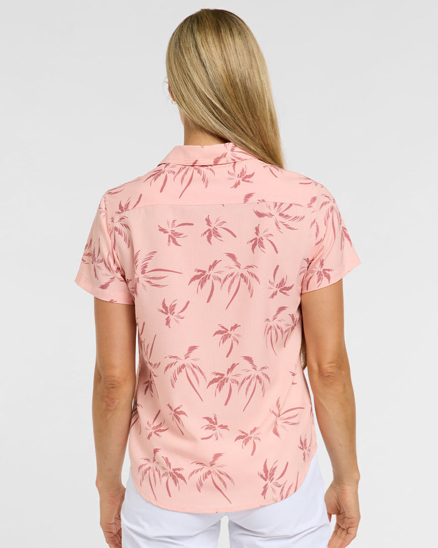 Womens Tech Party Shirt | Pink Palm | Short Sleeves | WOMENS TOPS | DHaRCO | Image 2 of 6