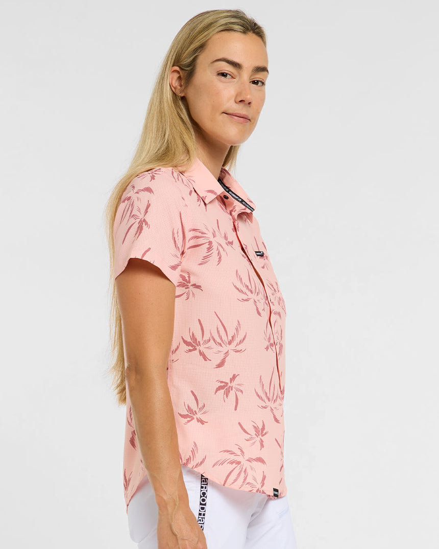 Womens Tech Party Shirt | Pink Palm | Short Sleeves | WOMENS TOPS | DHaRCO | Image 3 of 6