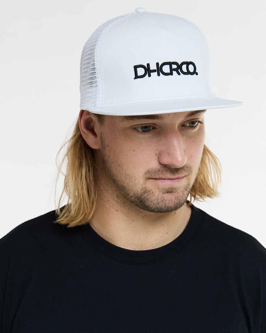 Flat Brim Trucker | White | Caps | UNISEX ACCESSORIES | DHaRCO | Image 4 of 5