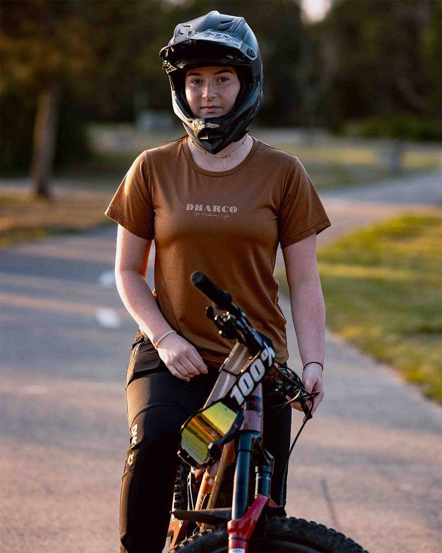 Womens Short Sleeve Tech Tee | Caramel | Short Sleeves | WOMENS TOPS | DHaRCO | Image 7 of 7