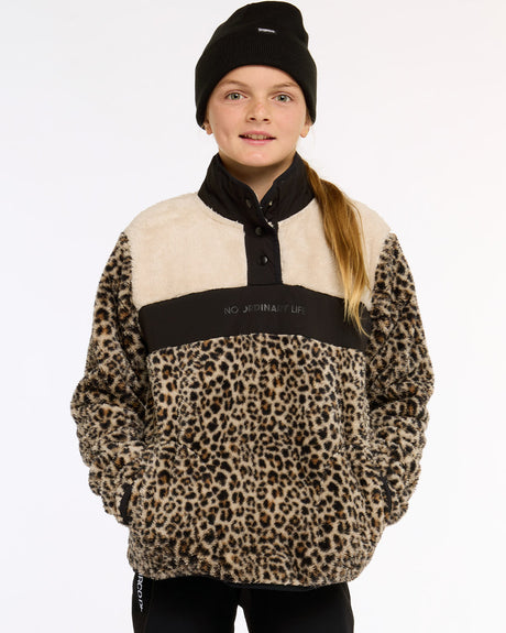 Youth Sherpa Half Zip Fleece | Leopard | Sherpa | YOUTH TOPS | DHaRCO | Image 1 of 8