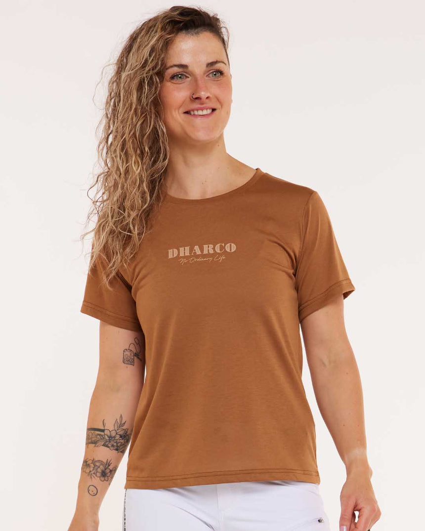 Womens Short Sleeve Tech Tee | Caramel | Short Sleeves | WOMENS TOPS | DHaRCO | Image 2 of 7