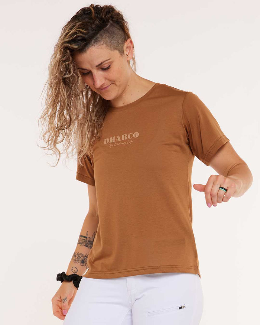 Womens Short Sleeve Tech Tee | Caramel | Short Sleeves | WOMENS TOPS | DHaRCO | Image 3 of 7