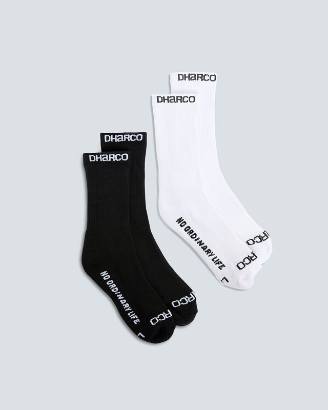 2 Pack: Black & White | Crew Socks | UNISEX ACCESSORIES | DHaRCO | Image 1 of 3