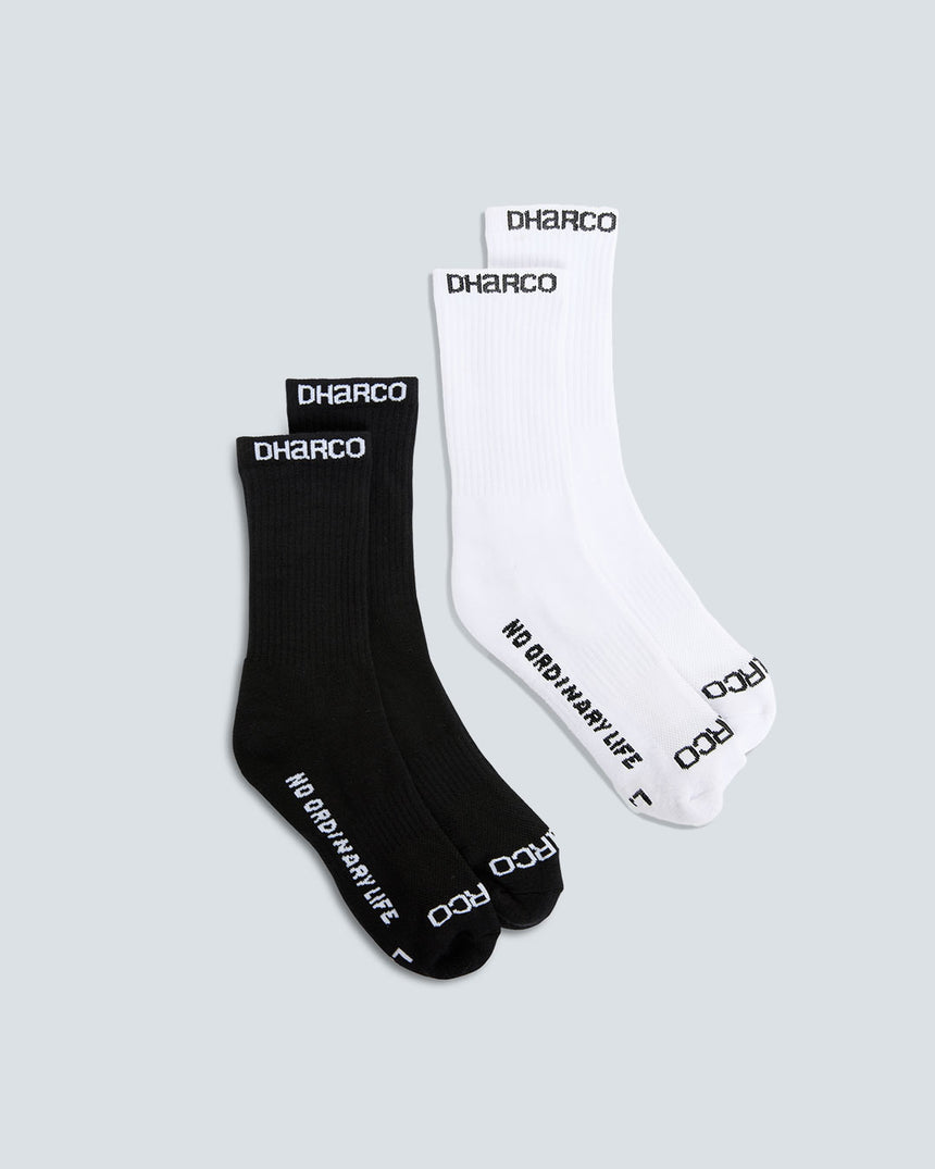 2 Pack: Black & White | Crew Socks | UNISEX ACCESSORIES | DHaRCO | Image 1 of 3