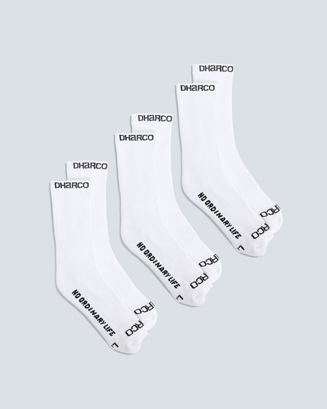 3 Pack: White | Crew Socks | UNISEX ACCESSORIES | DHaRCO | Image 1 of 2