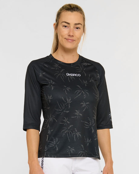 Womens 3/4 Sleeve Jersey | Leopard Palm | 3/4 Sleeves | WOMENS TOPS | DHaRCO | Image 1 of 8