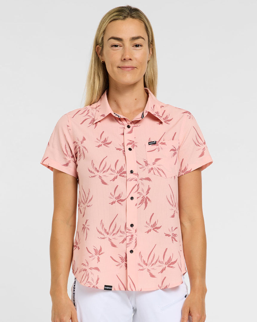 Womens Tech Party Shirt | Pink Palm | Short Sleeves | WOMENS TOPS | DHaRCO | Image 1 of 6