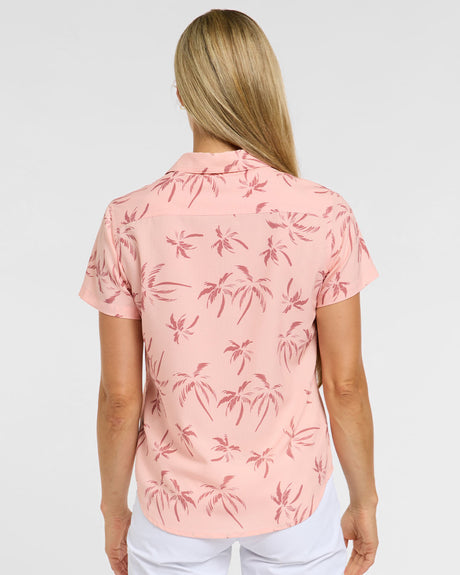 Womens Tech Party Shirt | Pink Palm | Short Sleeves | WOMENS TOPS | DHaRCO | Image 2 of 6