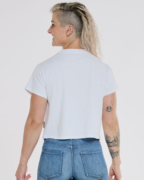 Womens Cotton Crop | White | Short Sleeves | WOMENS TOPS | DHaRCO | Image 2 of 6