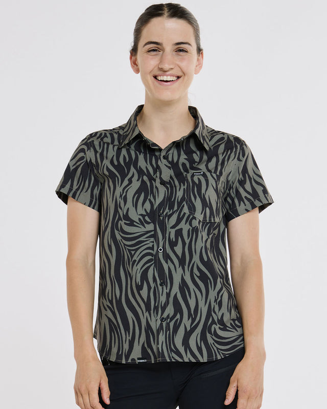 Womens Tech Party Shirt | Cypress | Short Sleeves | WOMENS TOPS | DHaRCO | Image 1 of 6