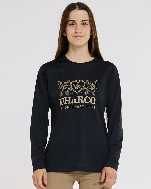 Womens Long Sleeve Tech Tee | Black | Long Sleeves | WOMENS TOPS | DHaRCO | Image 1 of 5