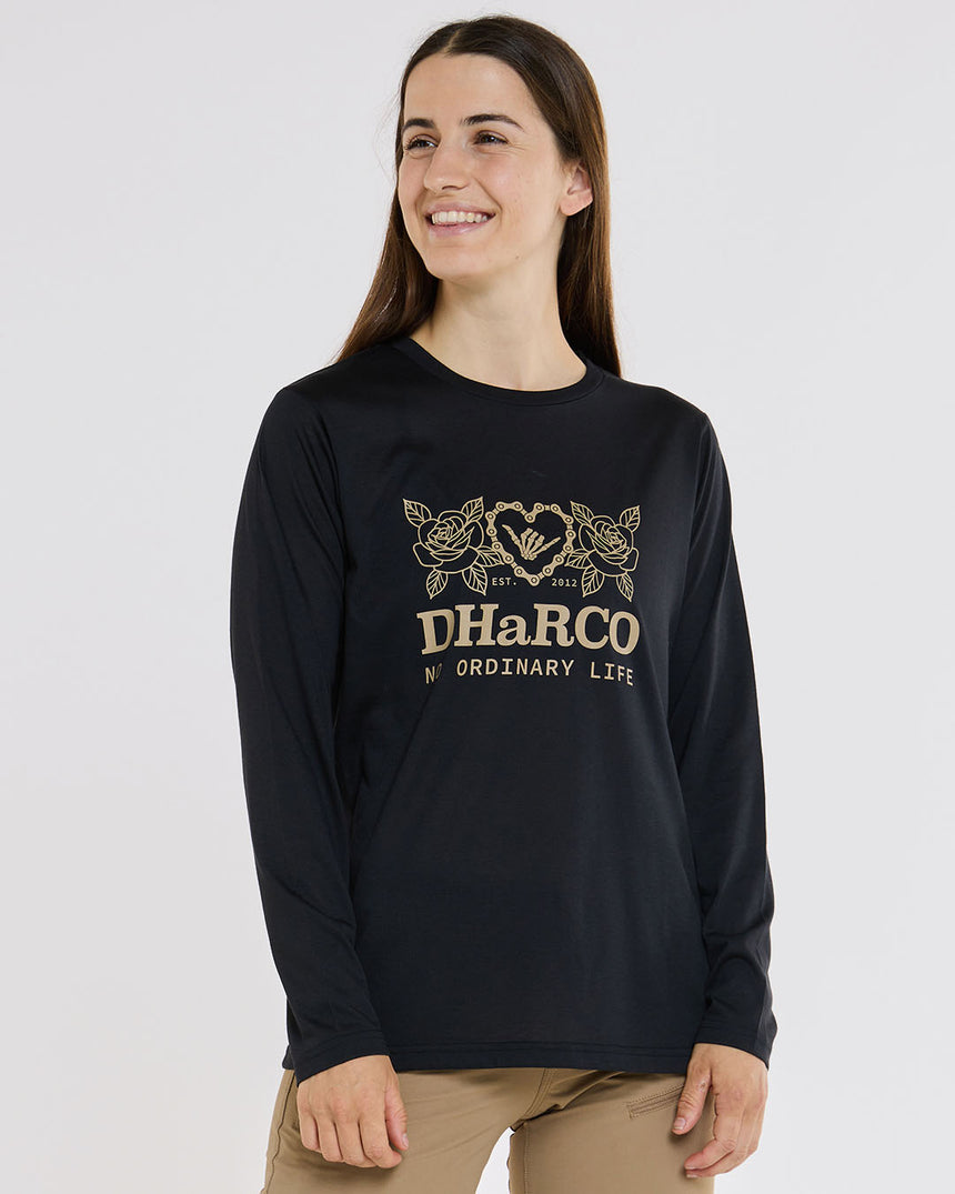 Womens Long Sleeve Tech Tee | Black | Long Sleeves | WOMENS TOPS | DHaRCO | Image 3 of 5