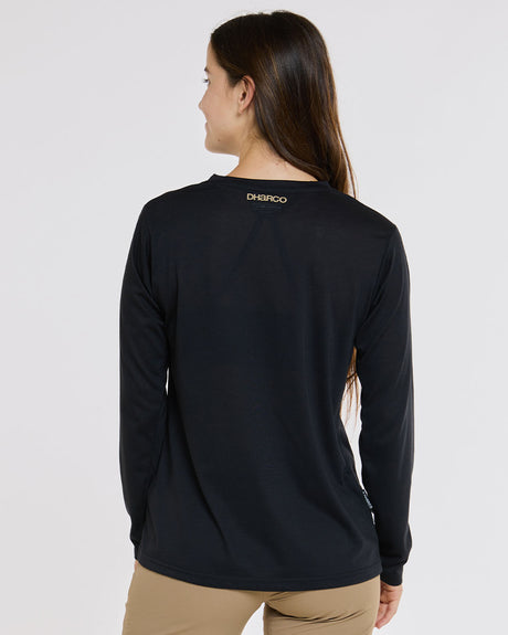 Womens Long Sleeve Tech Tee | Black | Long Sleeves | WOMENS TOPS | DHaRCO | Image 2 of 5