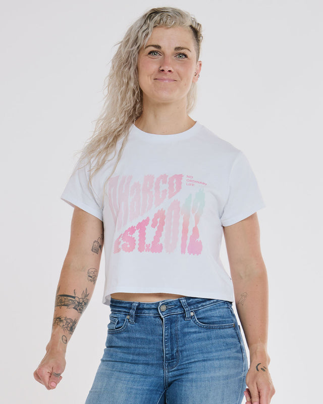 Womens Cotton Crop | White | Short Sleeves | WOMENS TOPS | DHaRCO | Image 1 of 6