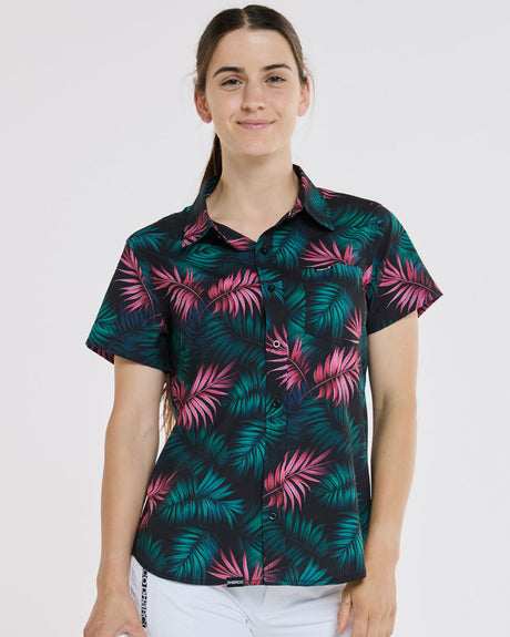 Womens Tech Party Shirt | Dark Fern | Short Sleeves | WOMENS TOPS | DHaRCO | Image 1 of 6