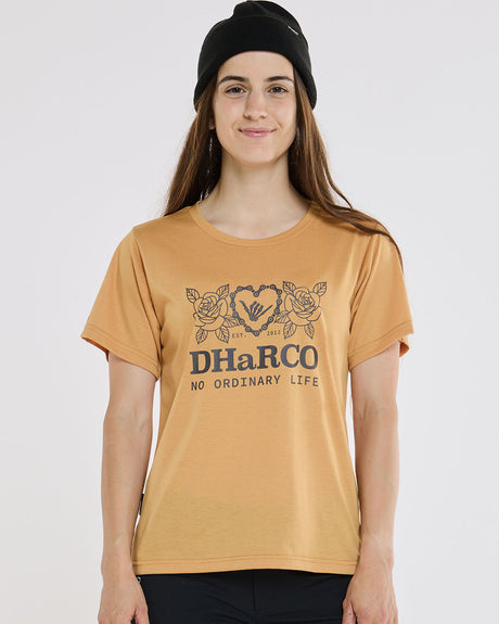 Womens Short Sleeve Tech Tee | Golden | Short Sleeves | WOMENS TOPS | DHaRCO | Image 1 of 6