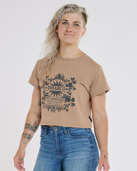 Womens Cotton Crop | Dust | Short Sleeves | WOMENS TOPS | DHaRCO | Image 1 of 6