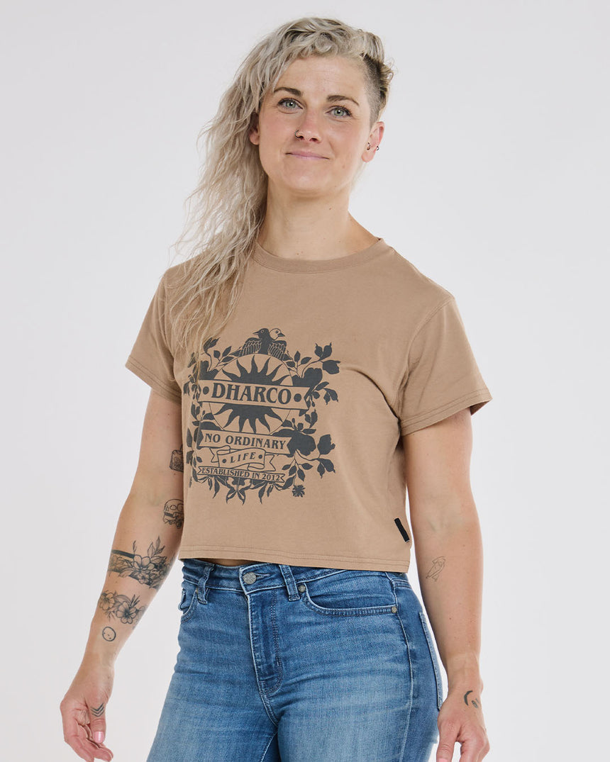 Womens Cotton Crop | Dust | Short Sleeves | WOMENS TOPS | DHaRCO | Image 1 of 6