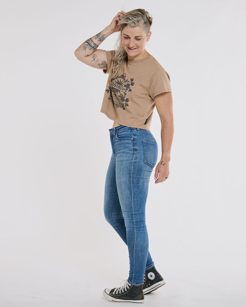 Womens Cotton Crop | Dust | Short Sleeves | WOMENS TOPS | DHaRCO | Image 4 of 6